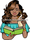 Afro Lola Reading A Book Education Smart Woman Drinking Coffee .SVG Cutting Files For Silhouette Cricut and More!