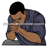 Black Body Builder Man Praying Folded Hands Closed Eyes American Melanin Nubian Boy SVG JPG PNG Vector Clipart Cricut Silhouette Cut Cutting