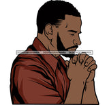 Black Man Praying Closed Eyes Mustache Beard American Melanin Nubian Boy SVG JPG PNG Vector Clipart Cricut Silhouette Cut Cutting