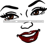 Face Outline Smiling Red Lips  SVG JPG PNG Vector Clipart Cricut Silhouette Cut Cutting