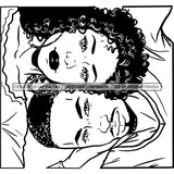 Afro Couple Man Woman Relationships Together Sideways Portrait Melanin B/W SVG JPG PNG Vector Clipart Cricut Silhouette Cut Cutting