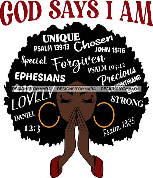 Afro Woman Praying God says I'm SVG Files For Cutting and More!