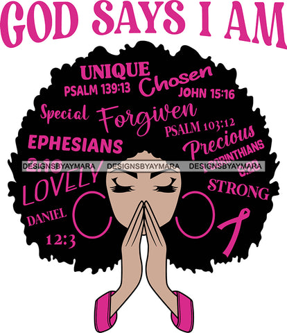 Afro Goddess God Says I Am Cancer Survivor Fighter Strong Woman Layered .SVG Cutting Files Silhouette Cricut Cut Cutting