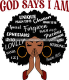 Afro Woman Praying God Says I'm SVG Files For Cutting and More!