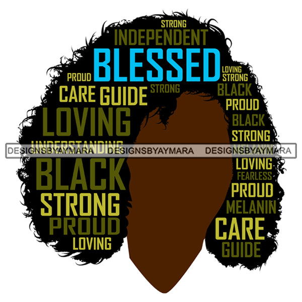 Afro Woman Black Life Quotes Proud Blessed Thoughts SVG Cutting Files For Silhouette Cricut