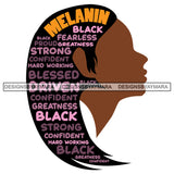 Afro Woman Black Profile Life Quotes Proud Melanin Fearless SVG Cutting Files For Silhouette Cricut
