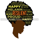 Afro Woman Black Profile Life Quotes Strong Gifted Resilient SVG Cutting Files For Silhouette Cricut