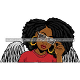 Black Goddess Angel Wings Glasses Bamboo Hoop Earrings Style Dreadlocks Hairstyle SVG JPG PNG Vector Clipart Cricut Silhouette Cut Cutting