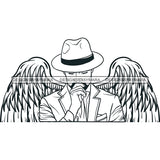 Black Handsome Angel Wings Fancy Clothes Vintage Hat Fashion Style B/W SVG JPG PNG Vector Clipart Cricut Silhouette Cut Cutting