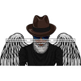 Black Handsome Angel Wings Bearded Sunglasses Classic Hat Fashion Style SVG JPG PNG Vector Clipart Cricut Silhouette Cut Cutting