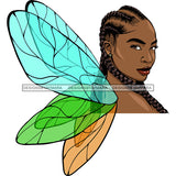 Afro Sassy Black Woman Butterfly Wings Cornrows Hairstyle SVG JPG PNG Vector Clipart Cricut Silhouette Cut Cutting