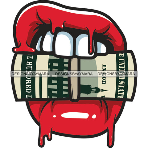 Bleeding Mouth Chewing United States Five Hundred Dollars Red Blood Vector SVG JPG PNG Clipart Cricut Silhouette Cut Cutting