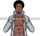 Black Man With Afro Putting On Shirt JPG PNG Clipart Cricut Silhouette Cut Cutting