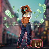 Afro Goddess Hustle Black Woman Hipster Girl Money Maker Nubian Queen Melanin PNG JPG