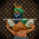 Afro Goddess Hustle Black Woman Hipster Girl Money Maker Nubian Queen Melanin PNG JPG