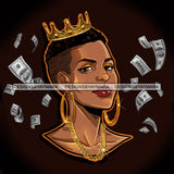 Afro Goddess Hustle Black Woman Hipster Girl Money Maker Nubian Queen Melanin PNG JPG