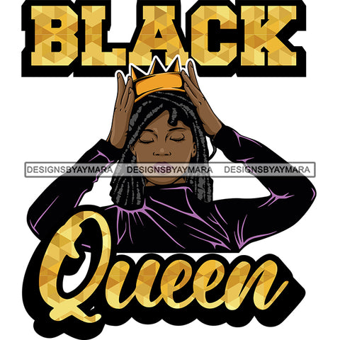 Afro Black  Queen Sexy Woman Holding Crown Curly Hair Style SVG Cutting Files For Silhouette Cricut