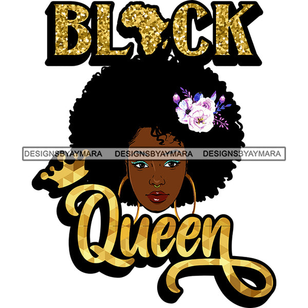 Afro Black  Queen Sexy Woman Flower Afro Hair Style SVG Cutting Files For Silhouette Cricut