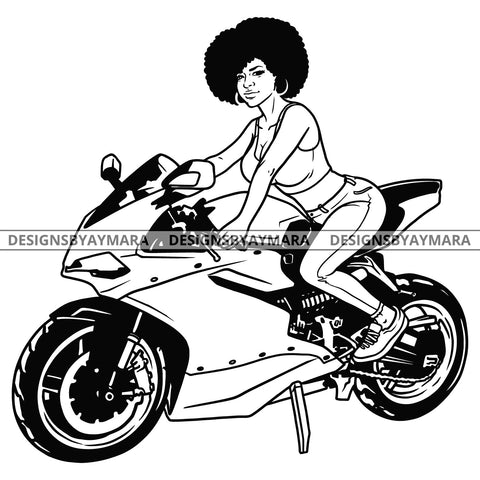 Biker Girl Chick Motorcycle Woman Riding Sport Bike Gear Helmet Protection Speed Angel Two Wheels SVG JPG PNG Vector Clipart Cricut Silhouette Cut Cutting