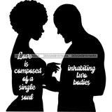 Couple Silhouette Love Quotes Soulmates True Love Man Woman Puffy Afro Hairstyle B/W SVG JPG PNG Vector Clipart Cricut Silhouette Cut Cutting