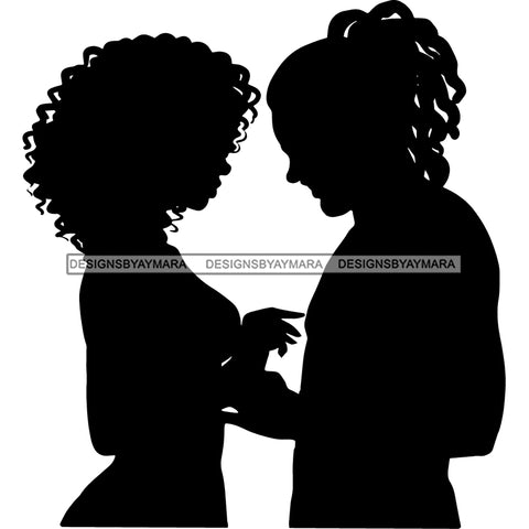 Couple Silhouette Lovers Soulmates Romantic Man Dreadlock Woman Curly Hairstyle B/W SVG JPG PNG Vector Clipart Cricut Silhouette Cut Cutting