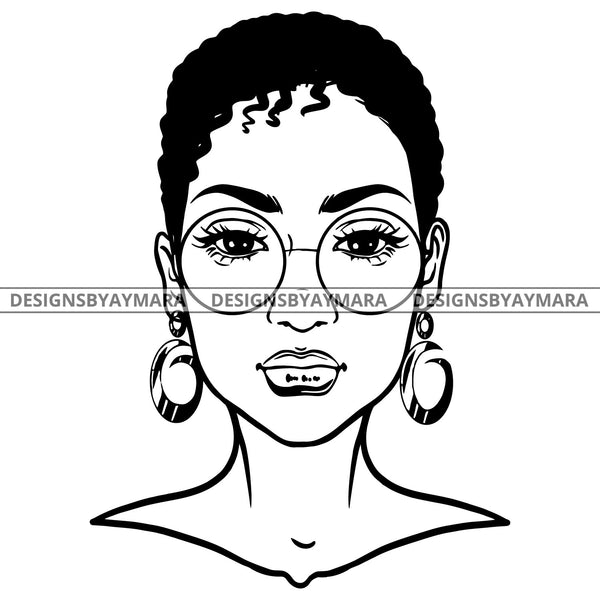 Afro Urban Street Black Girl Babe Hoop Earrings Sexy Glasses Short Hai Designsbyaymara