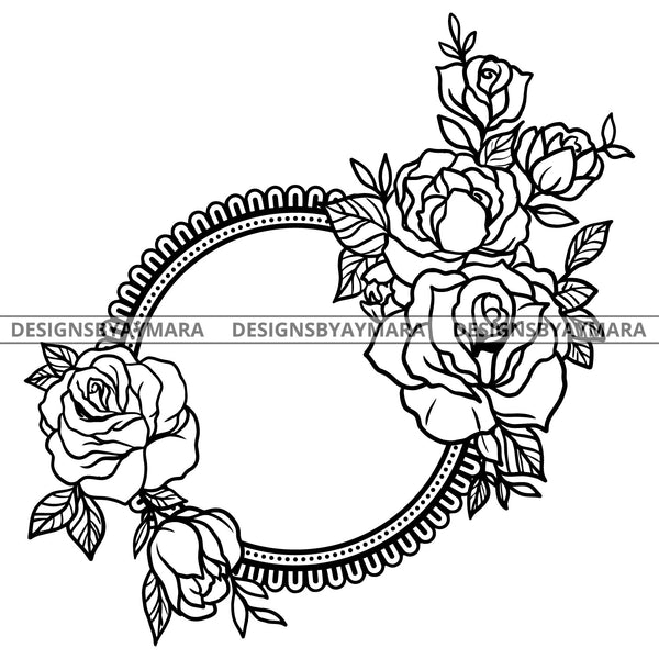 Beautiful Garden Petal Roses Tattoo Ink Art B/W SVG JPG PNG Vector Clipart Cricut Silhouette Cut Cutting