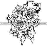 Beautiful Garden Roses Romantic Bouquet B/W SVG JPG PNG Vector Clipart Cricut Silhouette Cut Cutting