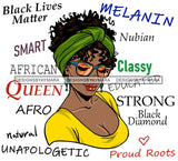 Afro Woman Melanin Black Lives Matter Smart Classy Strong Goddess Quotes Girl With Glasses SVG Files For Cutting and More!