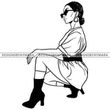 Afro Latina Sexy Babe Sunglasses Earrings Chic Fashion Style B/W SVG JPG PNG Vector Clipart Cricut Silhouette Cut Cutting