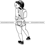 Afro Latina Sweet Babe Backpack Shorts Puffy Afro Hairstyle B/W SVG JPG PNG Vector Clipart Cricut Silhouette Cut Cutting