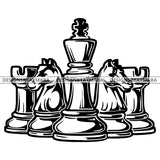 Chess Pieces Strategy Battle Competition Board Game B/W SVG JPG PNG Vector Clipart Cricut Silhouette Cut Cutting