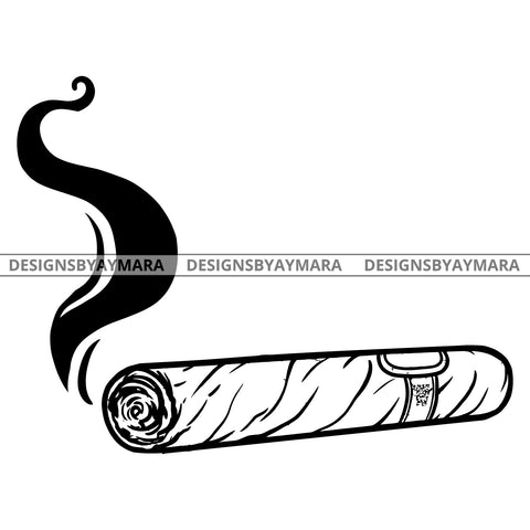 Cigar Tobacco Habano Smoke Stylish Havana Cultural B/W SVG JPG PNG Vector Clipart Cricut Silhouette Cut Cutting