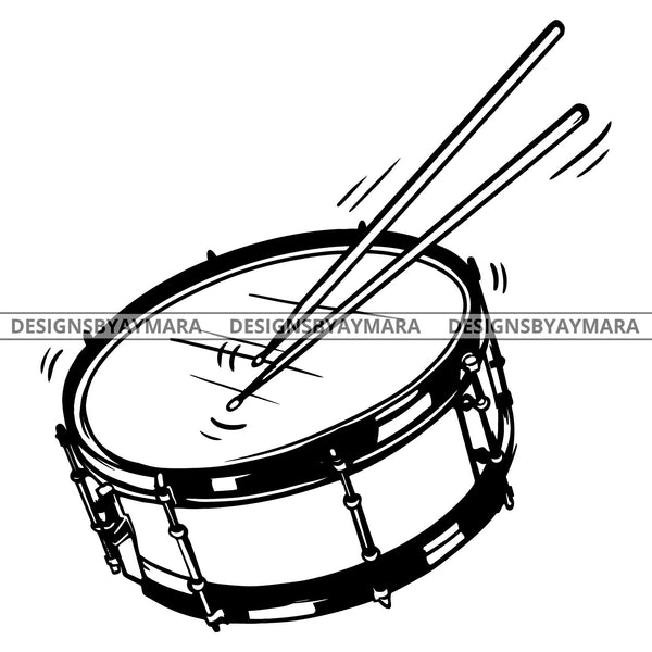 Snare Drum Percussion Concert Inspiration Party Musical Instrument B/W SVG JPG PNG Vector Clipart Cricut Silhouette Cut Cutting