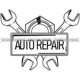 Auto Repair Tools Symbol Garage Service B/W SVG JPG PNG Vector Clipart Cricut Silhouette Cut Cutting