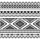 Mexican Aztec Pattern Geometric Lines Traditional Cultural Tribal B/W SVG JPG PNG Vector Clipart Cricut Silhouette Cut Cutting