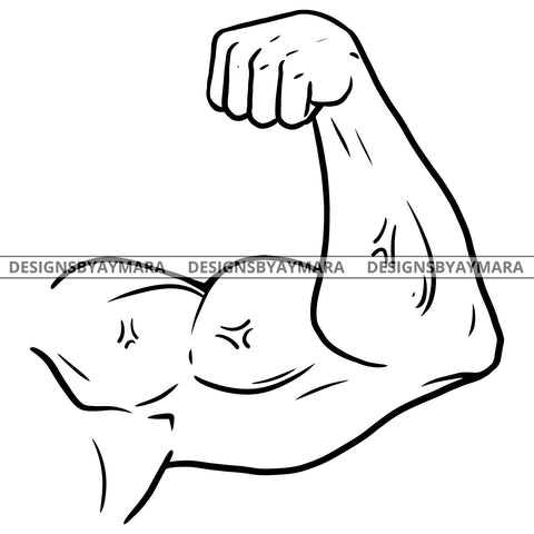 Bicep Arm Man Flexing Bodybuilder Athlete B/W SVG JPG PNG Vector Clipart Cricut Silhouette Cut Cutting