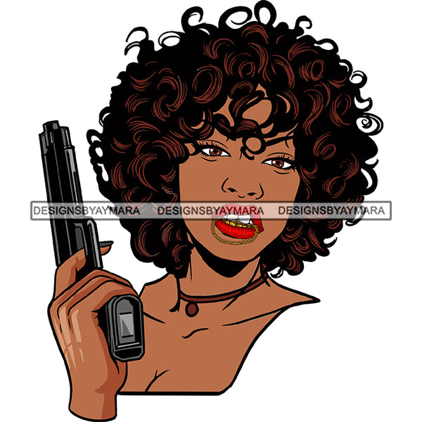 Afro Badass Goddess Gun Money Gangster Woman .SVG Cutting Files For Silhouette and Cricut and More!