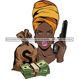 Afro Badass Goddess Gun Money Gangster Woman .SVG Cutting Files For Silhouette and Cricut and More!