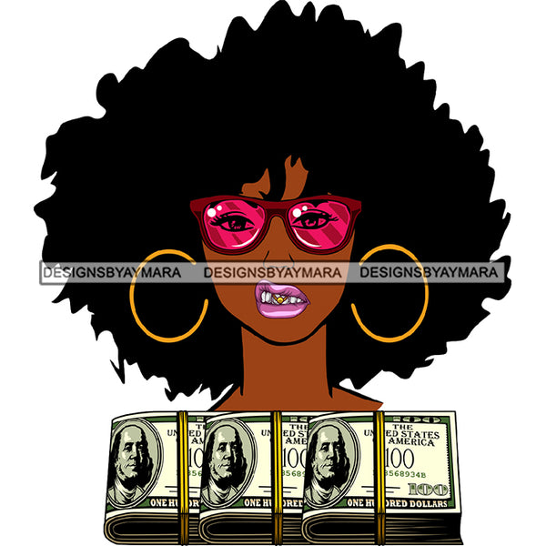 Afro Badass Goddess Gun Money Gangster Woman .SVG Cutting Files For Silhouette and Cricut and More!