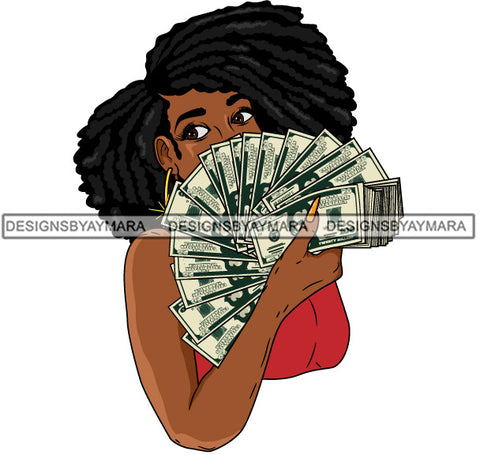 Afro Lola  Badass Goddess Hustle Woman Money Maker Dreadlocks Hair Style SVG Cutting Files For Silhouette Cricut