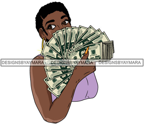 Afro Lola  Badass Goddess Hustle Woman Money Maker Short Hair Style SVG Cutting Files For Silhouette Cricut