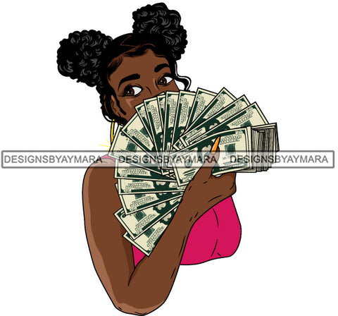 Afro Lola  Badass Goddess Hustle Woman Money Maker Pigtails Hair Style SVG Cutting Files For Silhouette Cricut