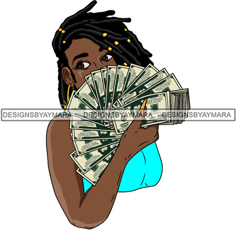 Afro Lola  Badass Goddess Hustle Woman Money Maker Dreadlocks Hair Style SVG Cutting Files For Silhouette Cricut