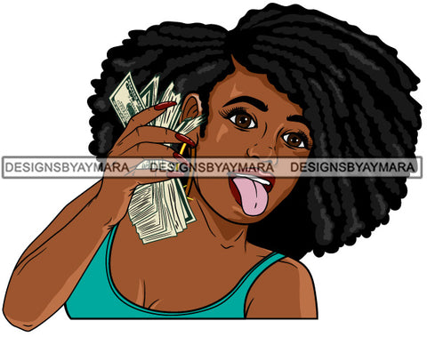 Afro Lola  Badass Goddess Hustle Woman Money Maker Dreadlocks Hair Style SVG Cutting Files For Silhouette Cricut