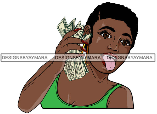 Afro Lola  Badass Goddess Hustle Woman Money Maker Short Hair Style SVG Cutting Files For Silhouette Cricut