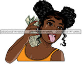 Afro Lola  Badass Goddess Hustle Woman Money Maker Pigtails Hair Style SVG Cutting Files For Silhouette Cricut