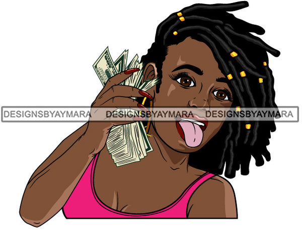 Afro Lola  Badass Goddess Hustle Woman Money Maker Dreadlocks Hair Style SVG Cutting Files For Silhouette Cricut