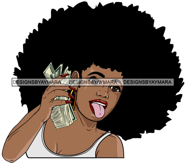 Afro Lola  Badass Goddess Hustle Woman Money Maker Afro Hair Style SVG Cutting Files For Silhouette Cricut