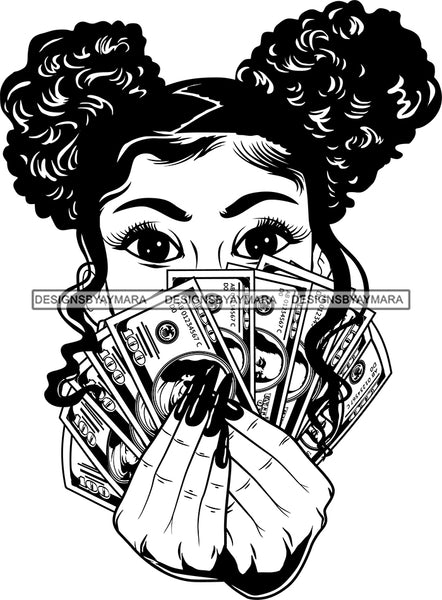 Bundle 20 Lola Money Maker Gangster Hustler Caring Gun Black Girl Magic Melanin Popping Hipster Girls SVG JPG PNG Layered Cutting Files For Silhouette Cricut and More